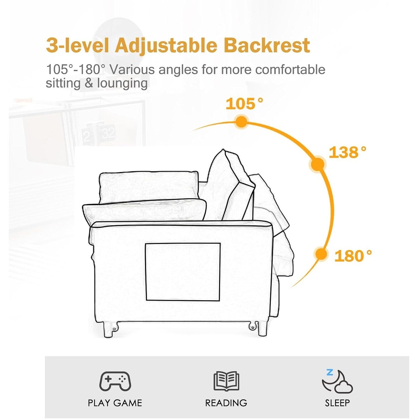 Divano letto 3 in 1 in velluto - Divano estraibile con schienale regolabile, braccioli e tasche portaoggetti per il soggiorno