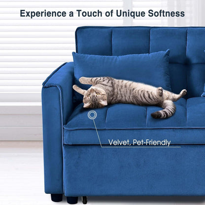 Divano letto 3 in 1 in velluto con schienale regolabile