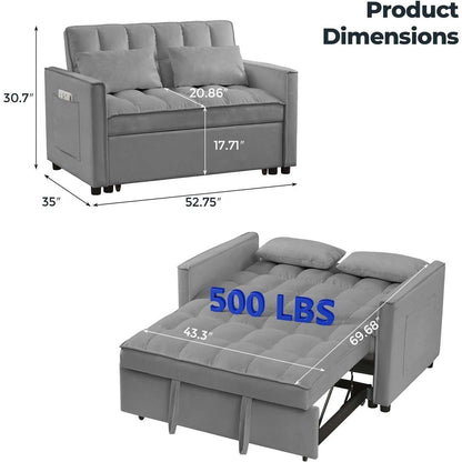 Divano letto 3 in 1 in velluto con schienale regolabile