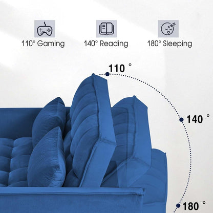 Divano letto 3 in 1 in velluto con schienale regolabile