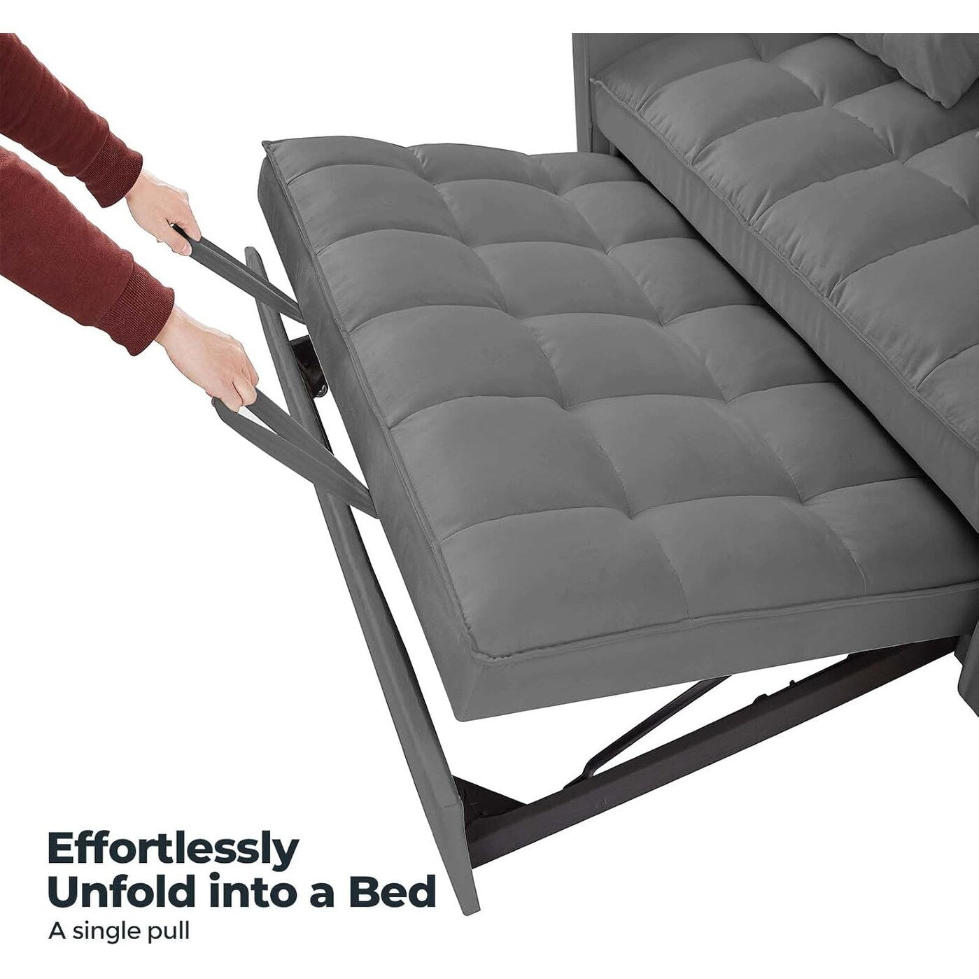 Divano letto 3 in 1 in velluto con schienale regolabile