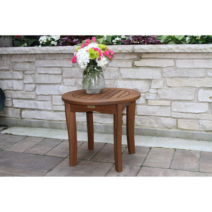 Set a dondolo Eilaf in eucalipto da 3 pezzi con tavolino rotondo