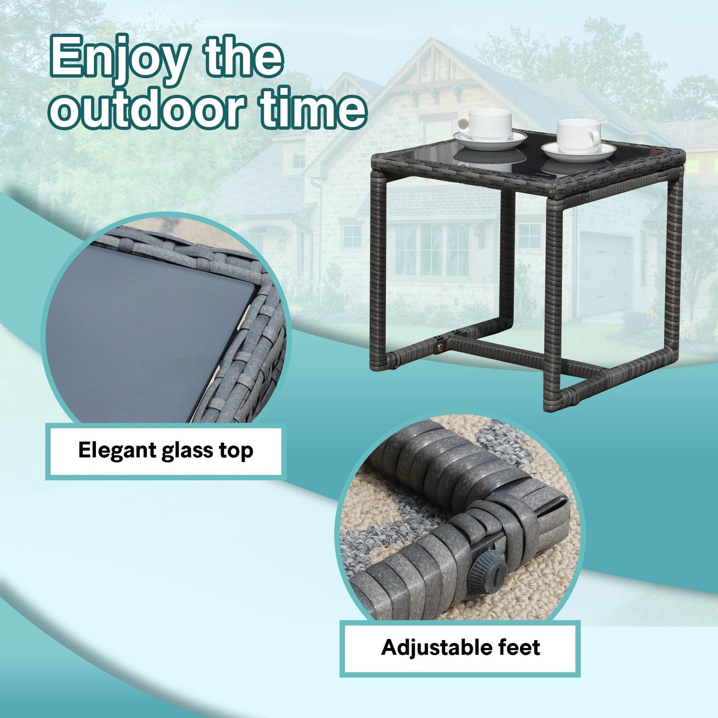 Set da esterno in vimini imbottito da 3 pezzi