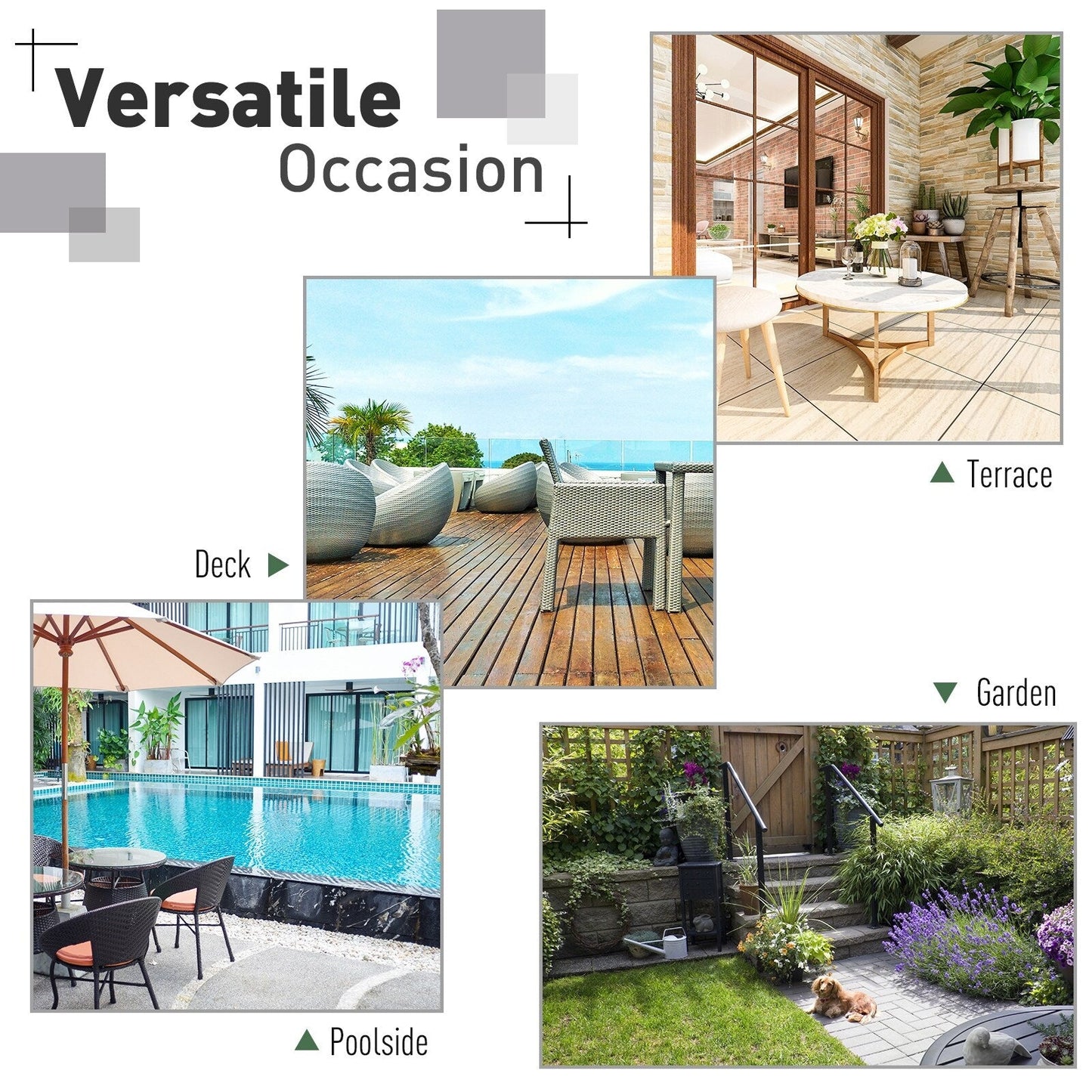 Set di mobili da giardino in vimini Outsunny da 3 pezzi, set da conversazione in rattan, set di divani componibili con chaise longue imbottita