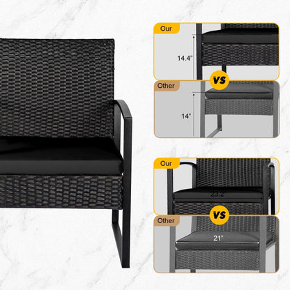 Set da bistrot da giardino, 3 pezzi, set di mobili da esterno con tavolo in vetro, set da conversazione in rattan per veranda, giardino, balcone