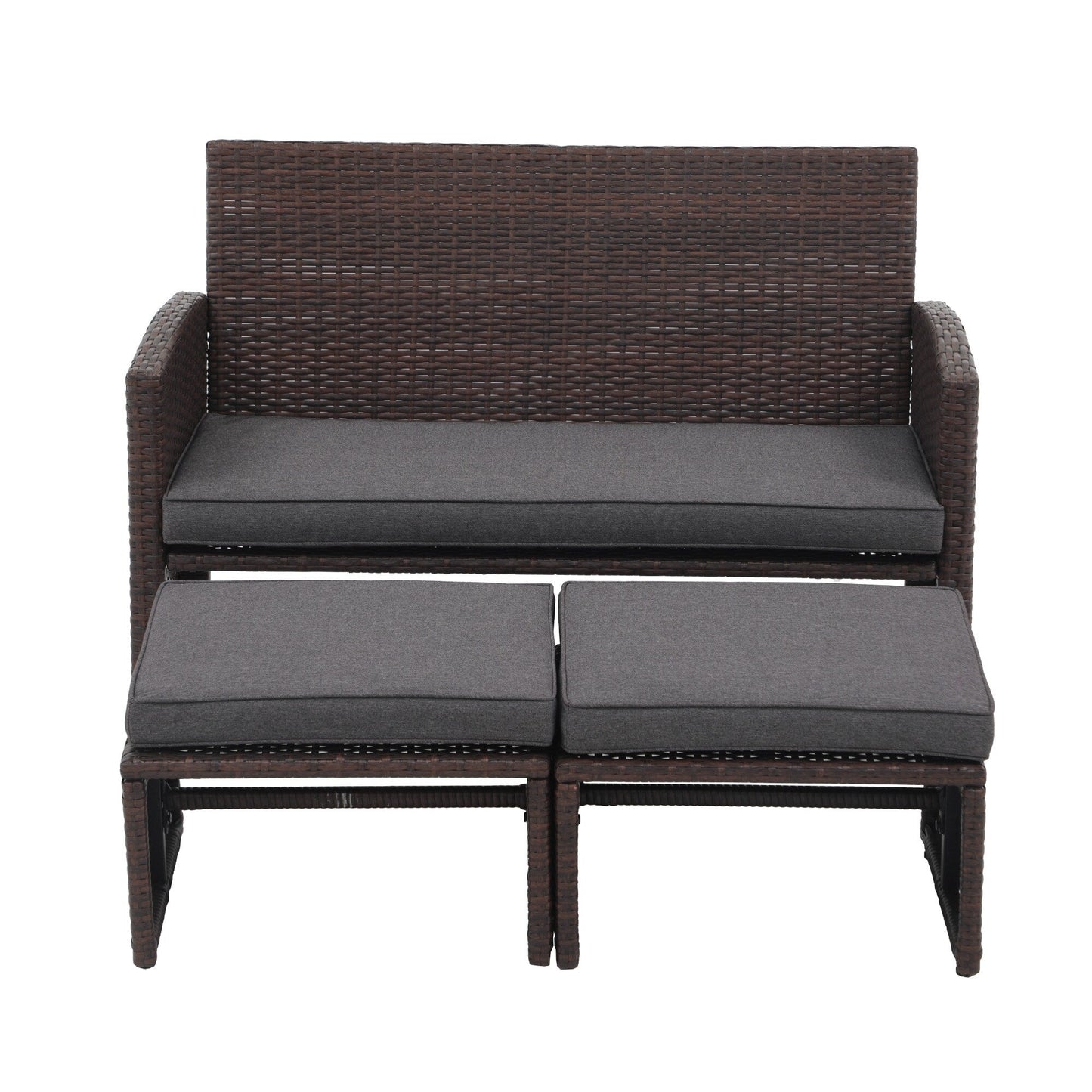 Set di divani da esterno in rattan da 3 pezzi con cuscini