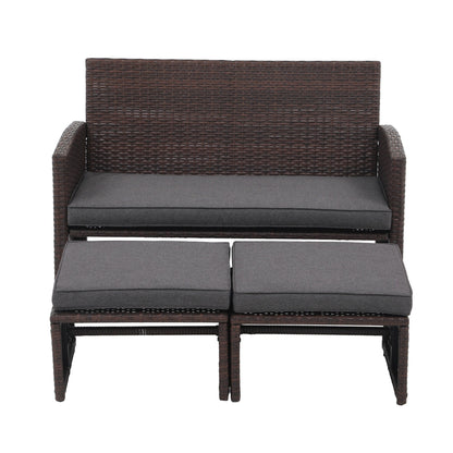 Set di divani da esterno in rattan da 3 pezzi con cuscini