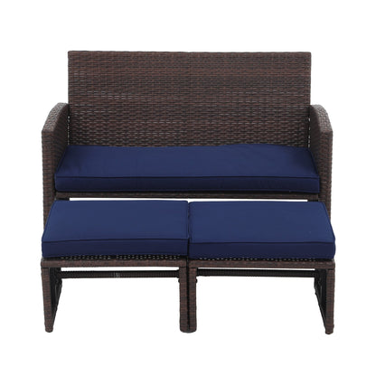 Set di divani da esterno in rattan da 3 pezzi con cuscini