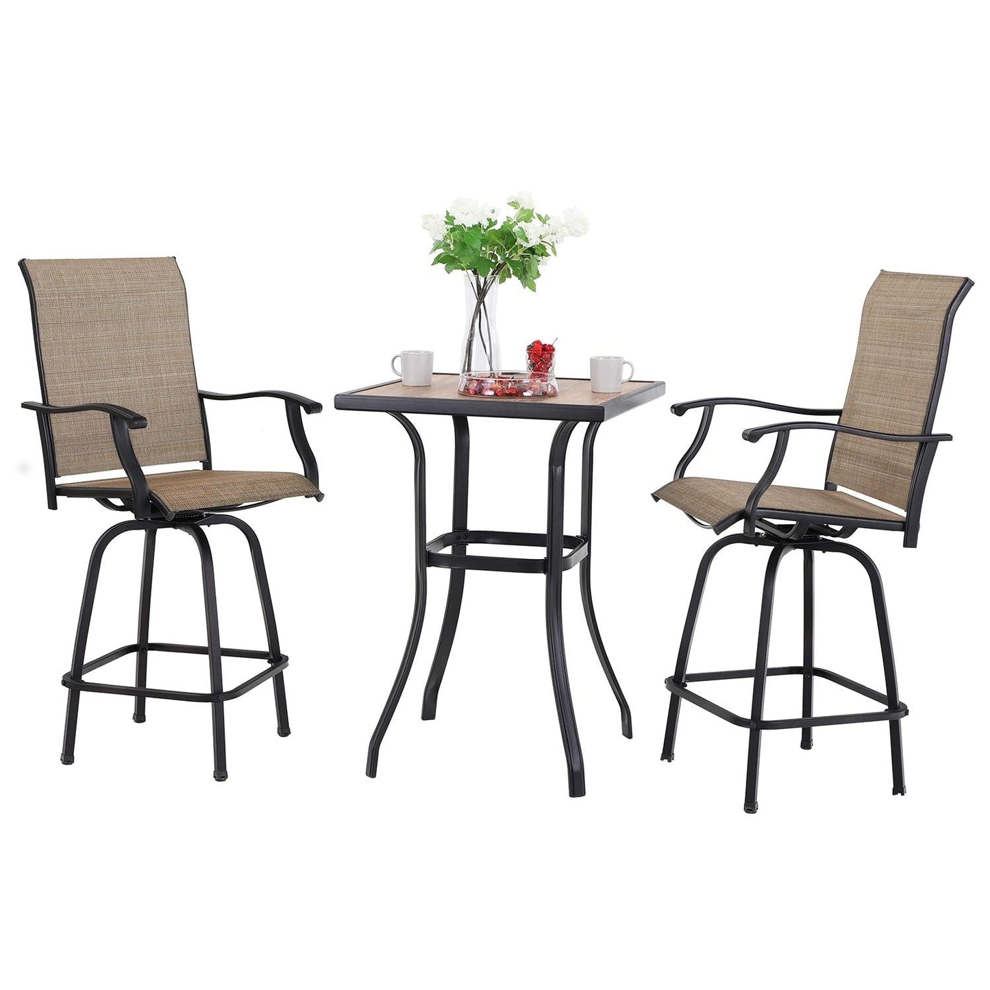 MAISON?ARTS Set da bistrot con tavolo e sgabello girevole da esterno, 3 pezzi