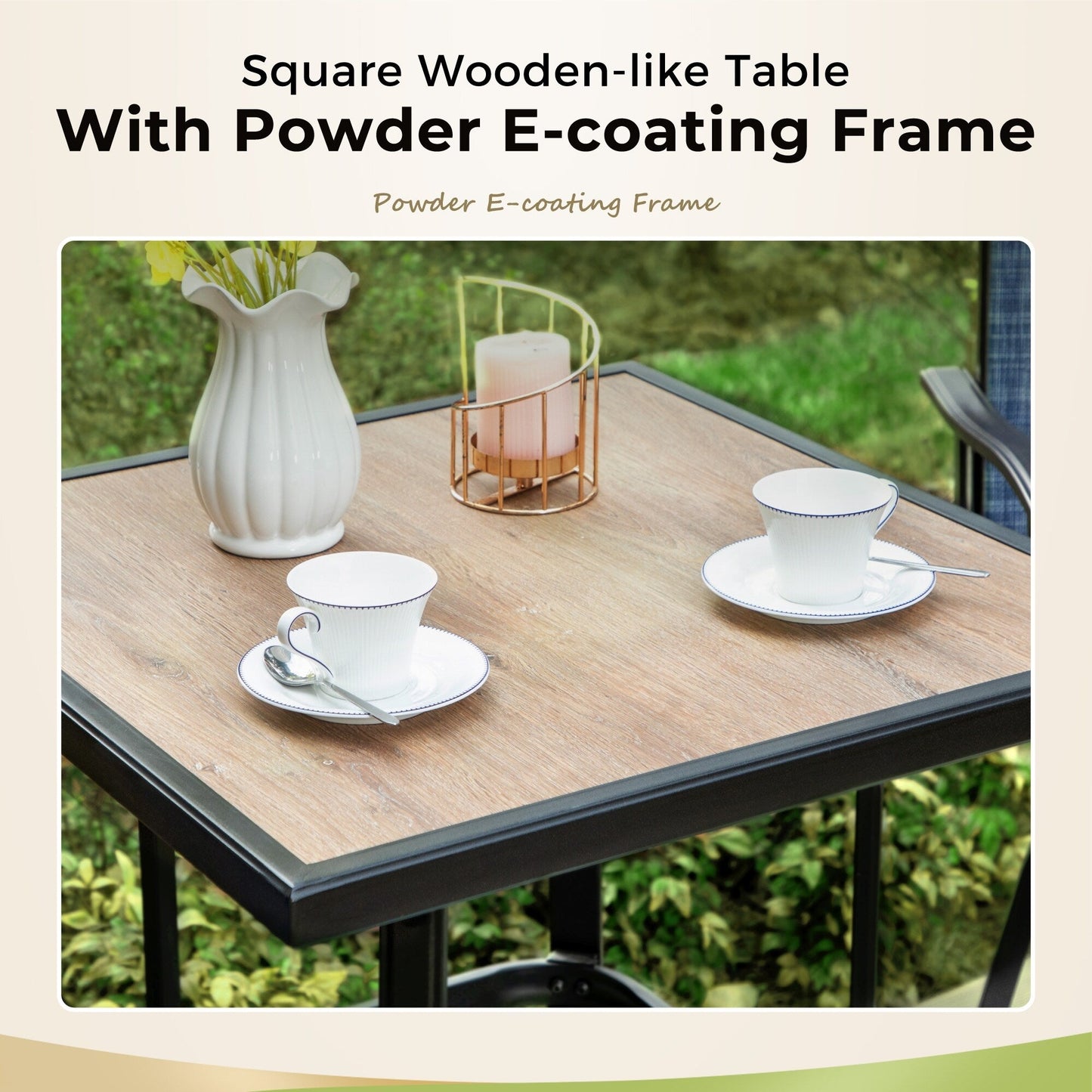 MAISON?ARTS Set da bistrot con tavolo e sgabello girevole da esterno, 3 pezzi