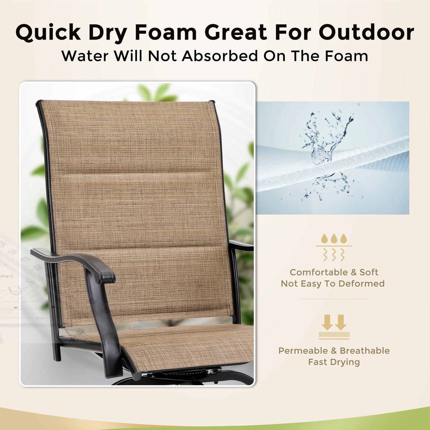 MAISON?ARTS Set da bistrot con tavolo e sgabello girevole da esterno, 3 pezzi