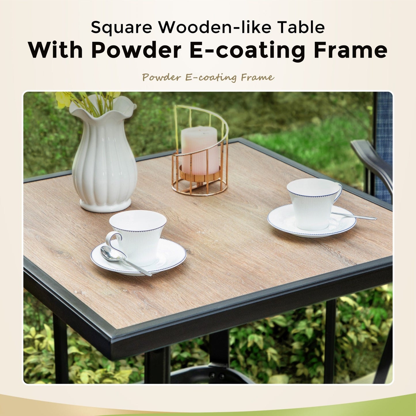 MAISON?ARTS Set da bistrot con tavolo e sgabello girevole da esterno, 3 pezzi