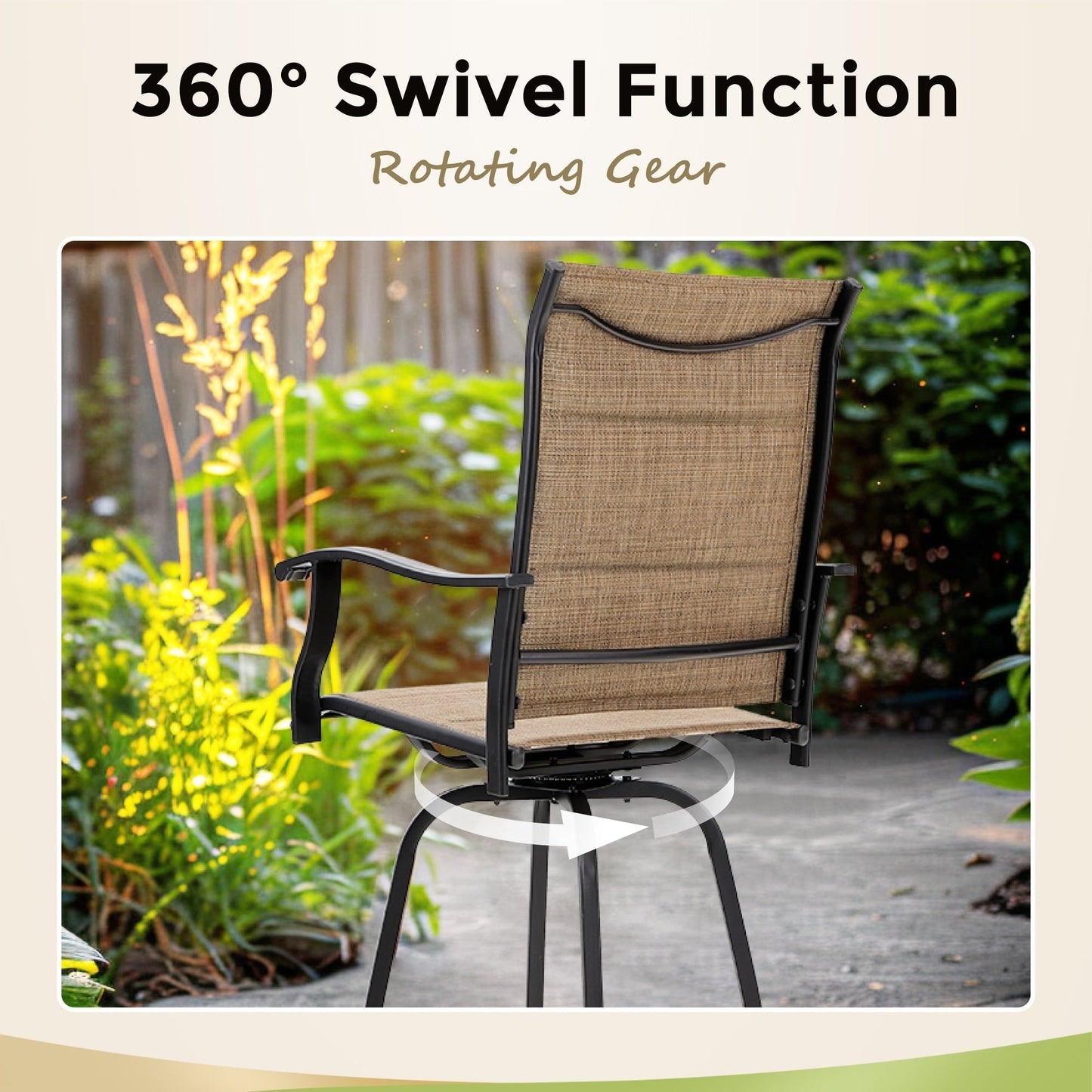 MAISON?ARTS Set da bistrot con tavolo e sgabello girevole da esterno, 3 pezzi