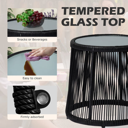 Set da bistrot da conversazione in vimini da esterno, 3 pezzi, set di sedie da giardino in rattan per tutte le stagioni con cuscini