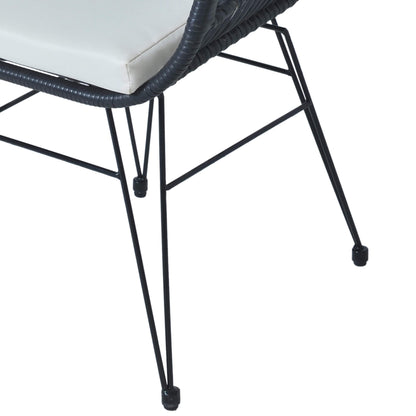 Set da bistrot da esterno in vimini e rattan, 3 pezzi, con tavolo e cuscini