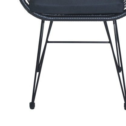 Set da bistrot da esterno in vimini e rattan, 3 pezzi, con tavolo e cuscini