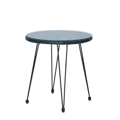 Set da bistrot da esterno in vimini e rattan, 3 pezzi, con tavolo e cuscini