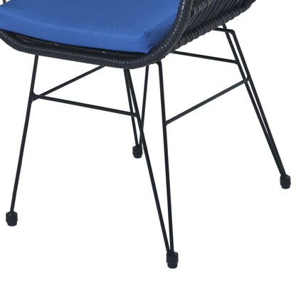 Set da bistrot da esterno in vimini e rattan, 3 pezzi, con tavolo e cuscini