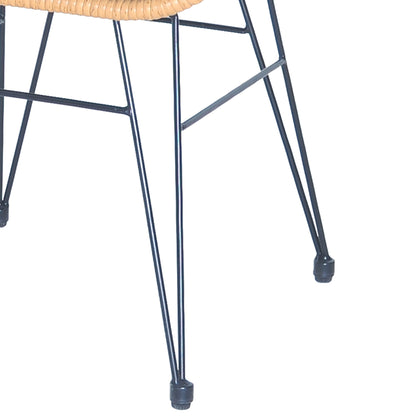 Set da bistrot da esterno in vimini e rattan, 3 pezzi, con tavolo e cuscini