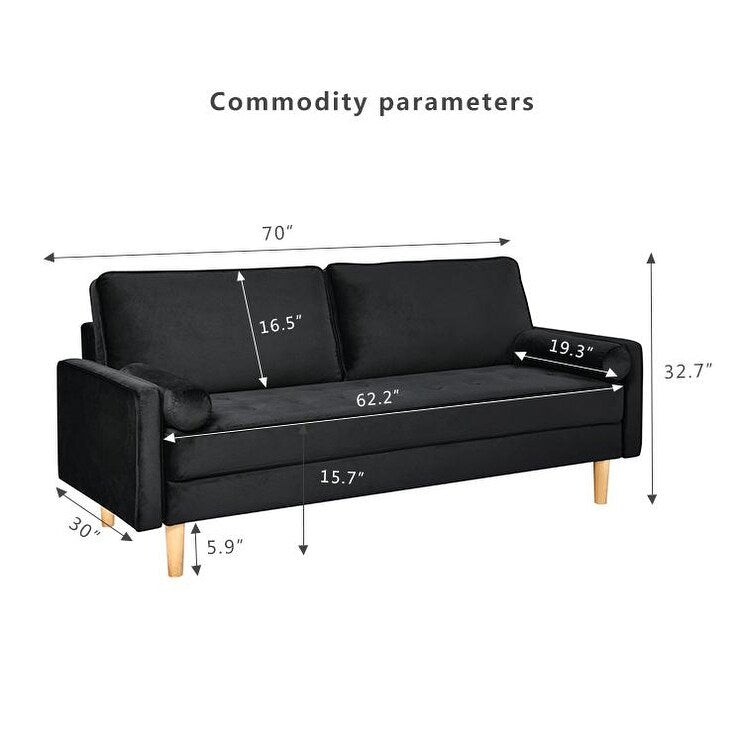 Divano a 3 posti con cuscino in cotone