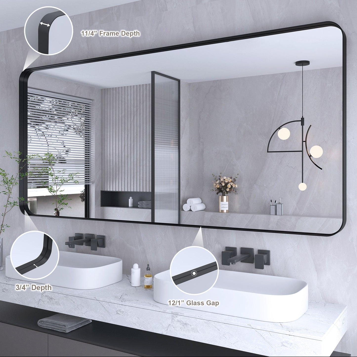 Specchio da bagno con cornice da parete