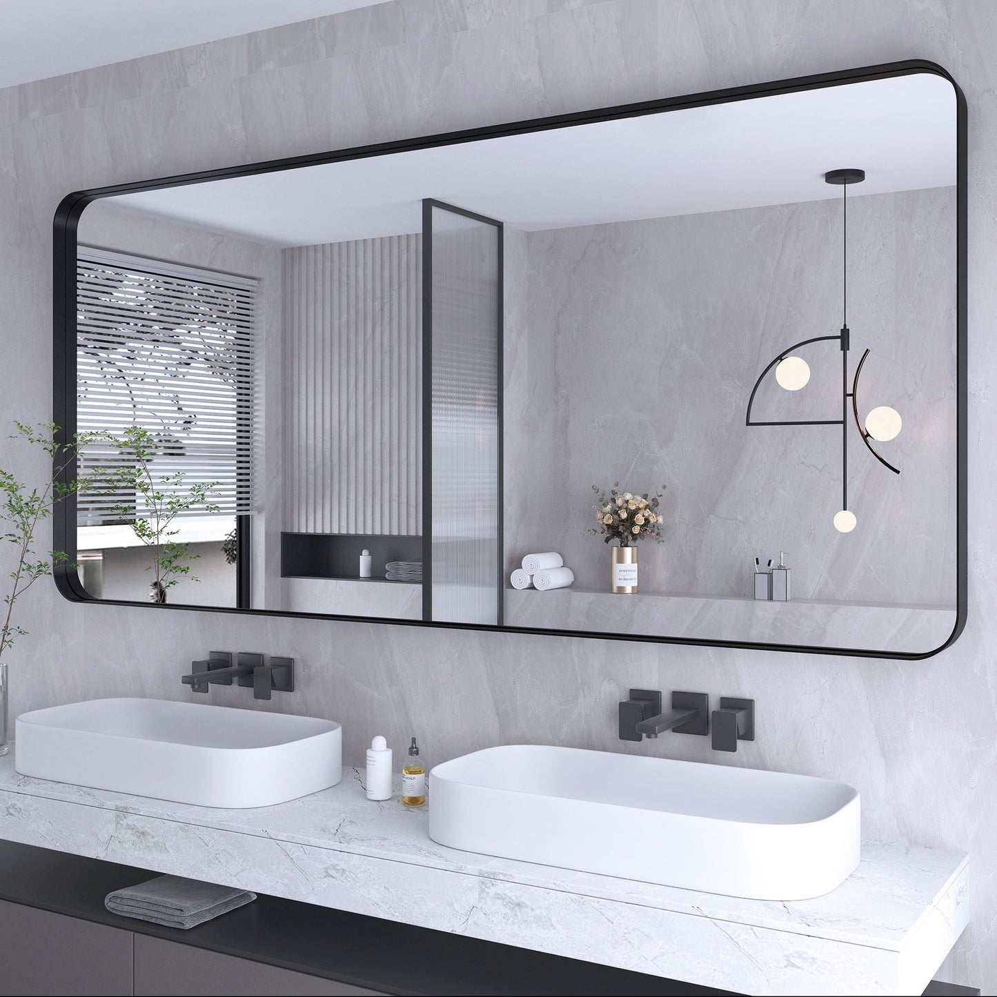 Specchio da bagno con cornice da parete