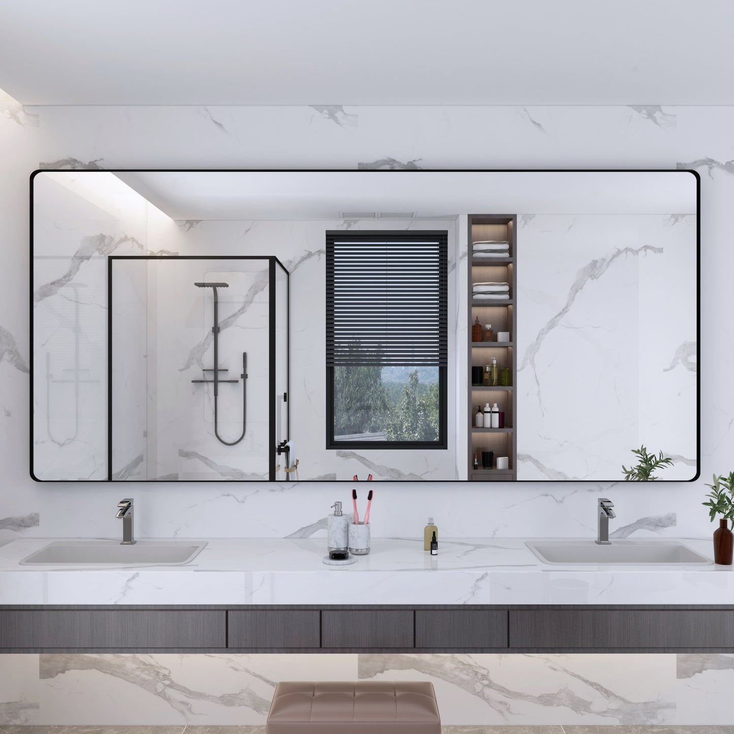 Specchio da bagno con cornice da parete