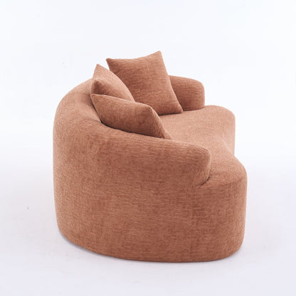 Divano a due posti curvo compatto in ciniglia 30D, senza montaggio, con compressione completa in spugna