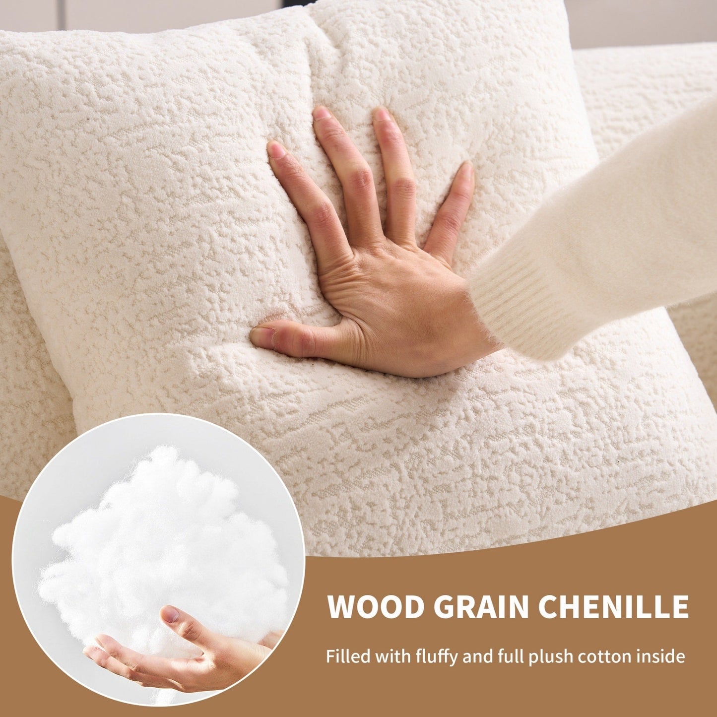 Divano a due posti curvo compatto in ciniglia 30D, senza montaggio, con compressione completa in spugna