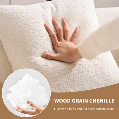 Divano a due posti curvo compatto in ciniglia 30D, senza montaggio, con compressione completa in spugna