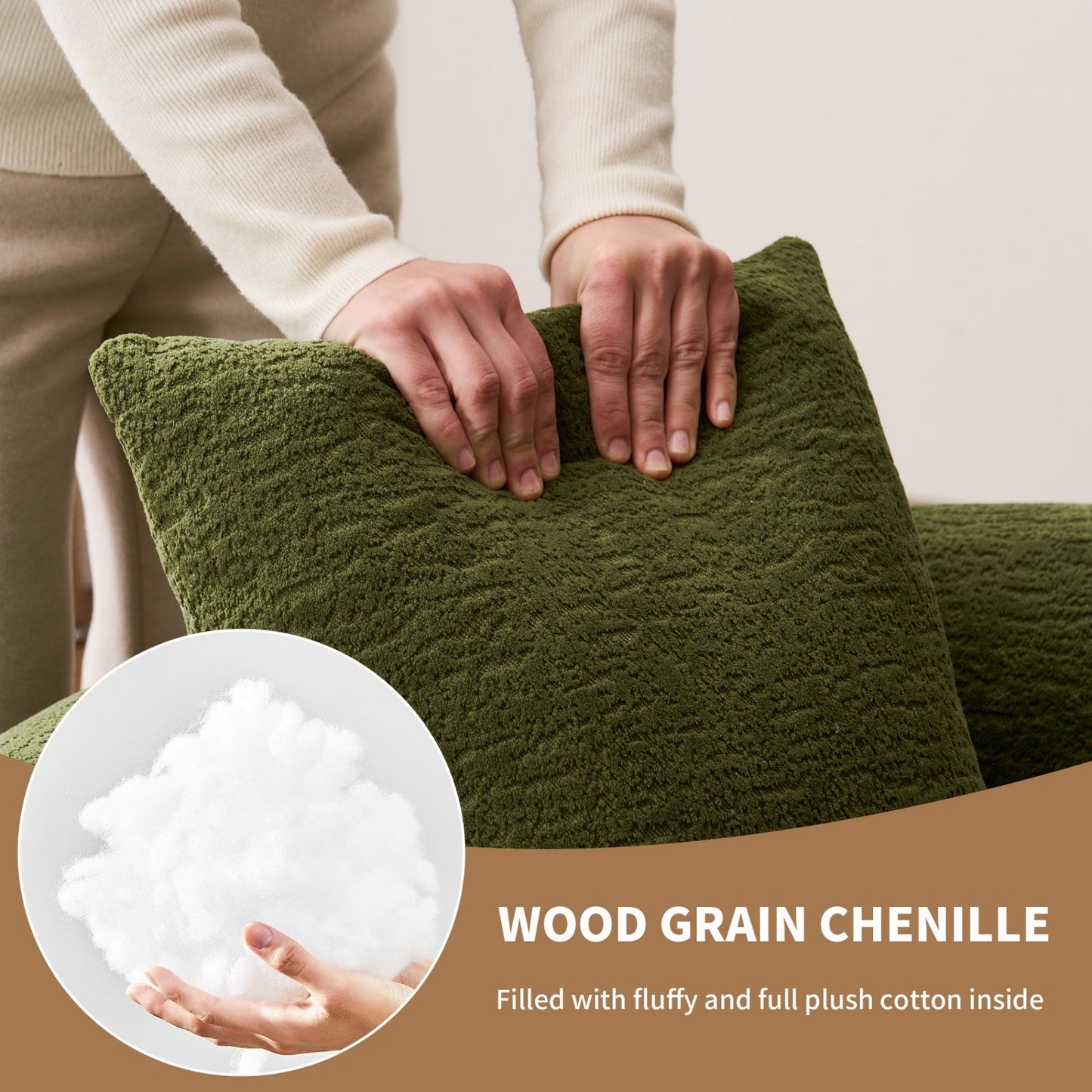 Divano a due posti curvo compatto in ciniglia 30D, senza montaggio, con compressione completa in spugna