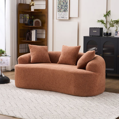 Divano a due posti curvo compatto in ciniglia 30D, senza montaggio, con compressione completa in spugna