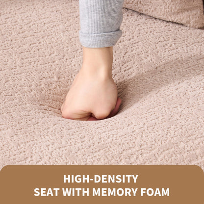 Divano a due posti curvo compatto in ciniglia 30D, senza montaggio, con compressione completa in spugna