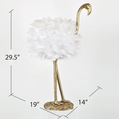 Lampada da tavolo Flamingo - Bianco e oro - 30,5 H - 30H x 19W x 14D