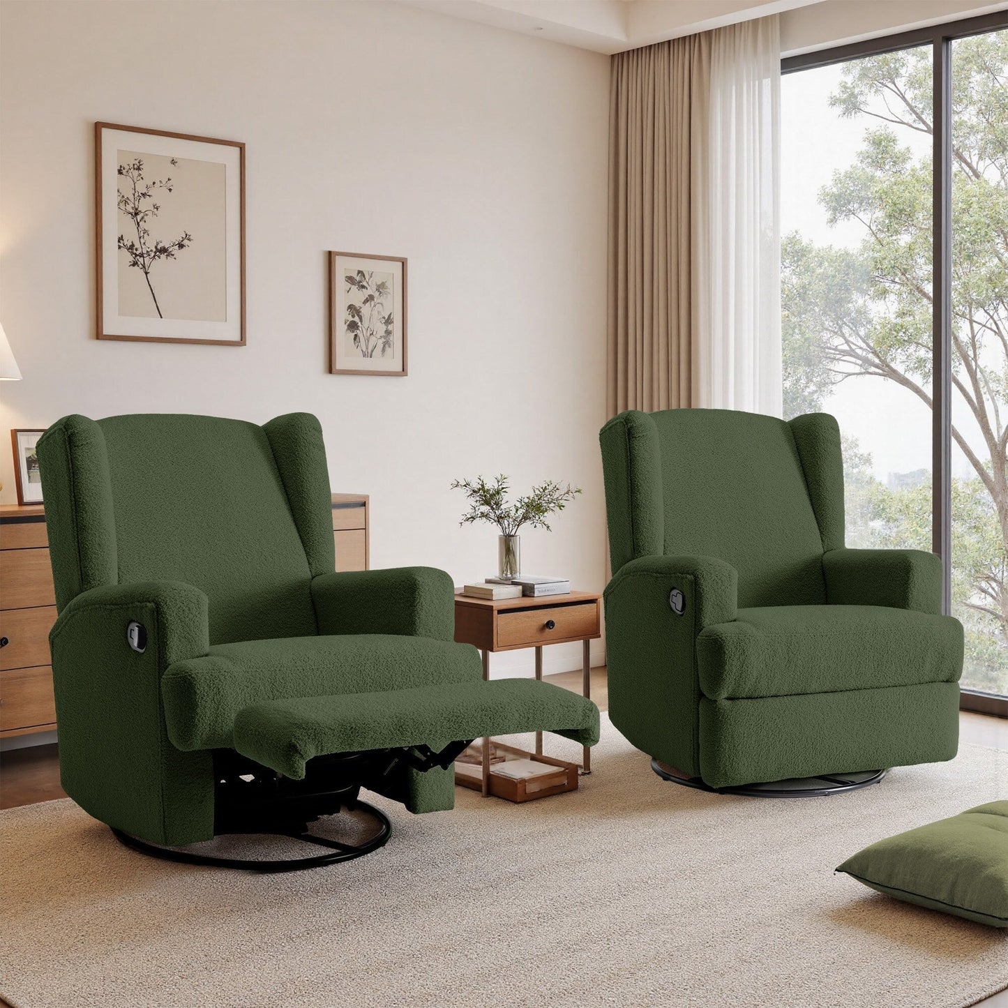 Poltrona reclinabile girevole manuale da 31'' W, set da 2 per cameretta dei bambini