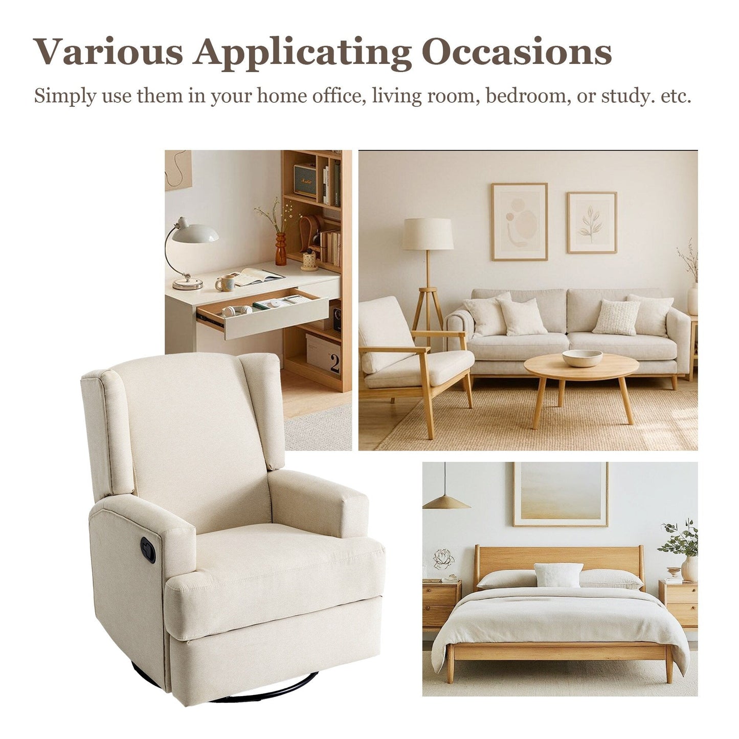 Poltrona reclinabile girevole manuale da 31'' W, set da 2 per cameretta dei bambini