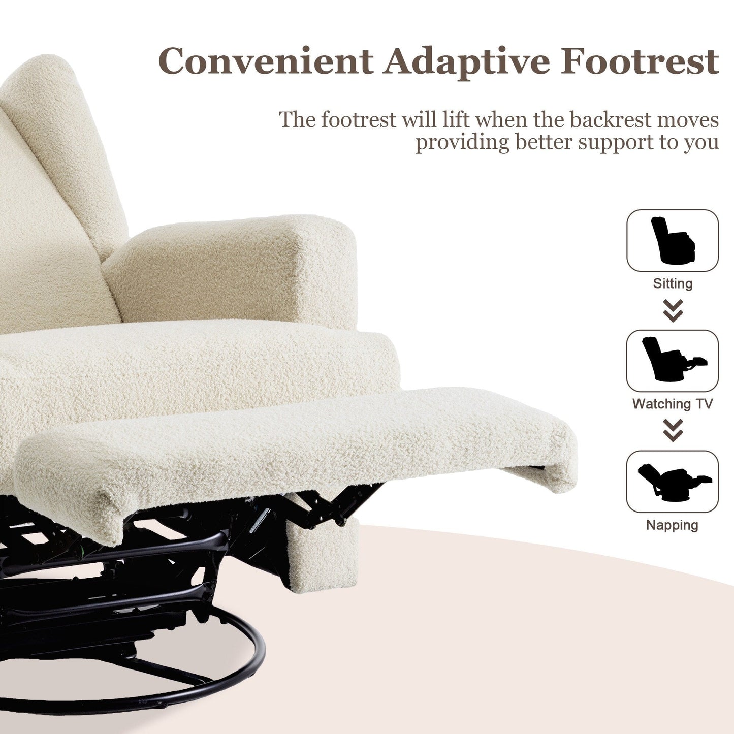 Poltrona reclinabile girevole manuale da 31'' W, set da 2 per cameretta dei bambini