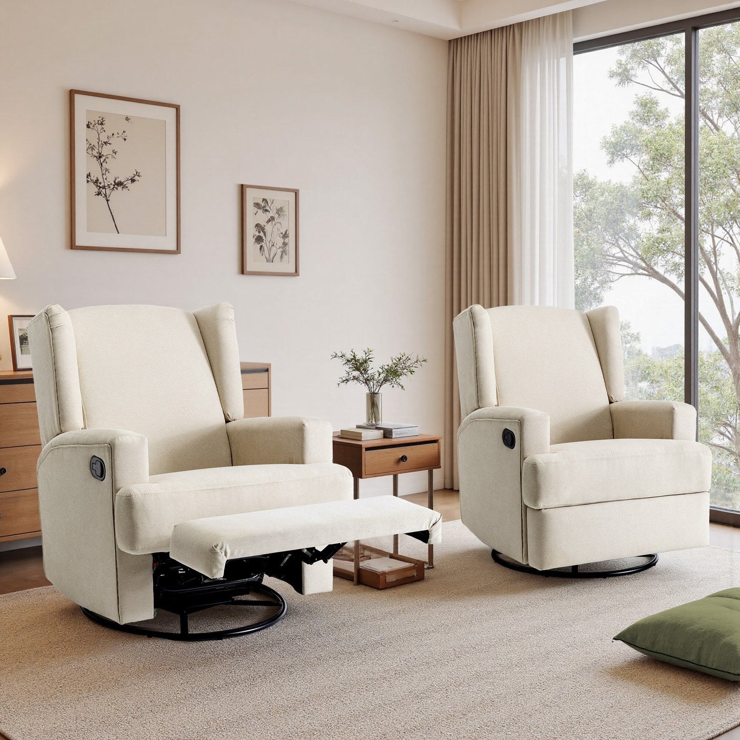 Poltrona reclinabile girevole manuale da 31'' W, set da 2 per cameretta dei bambini