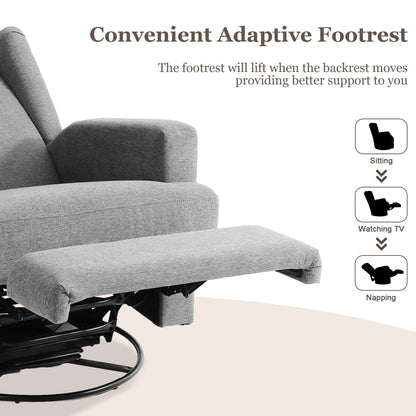 Poltrona reclinabile girevole manuale con schienale ad ala da 31'' W