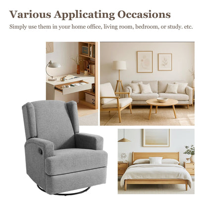 Poltrona reclinabile girevole manuale con schienale ad ala da 31'' W