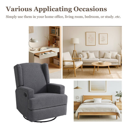 Poltrona reclinabile girevole manuale con schienale ad ala da 31'' W