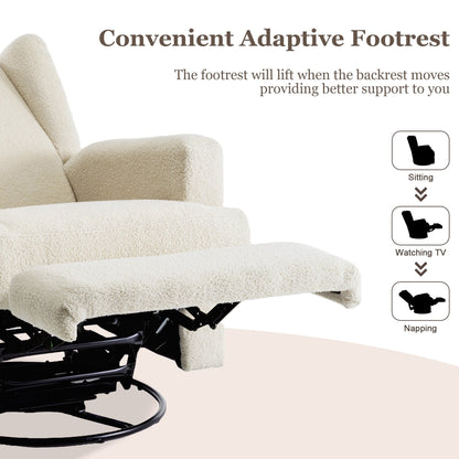 Poltrona reclinabile girevole manuale con schienale ad ala da 31'' W