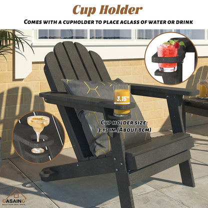 Set da 5 pezzi per braciere da giardino in metallo da 34,5 pollici, tavolo per braciere e sedie Adirondack con portabicchieri e portaombrellone