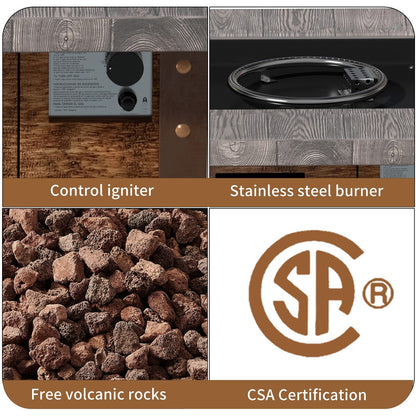 Set da 5 pezzi per braciere da giardino in metallo da 34,5 pollici, tavolo per braciere e sedie Adirondack con portabicchieri e portaombrellone