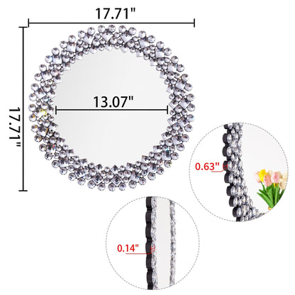 Specchio da parete rotondo con accenti di cristallo
