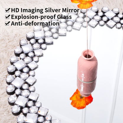 Specchio da parete rotondo con accenti di cristallo