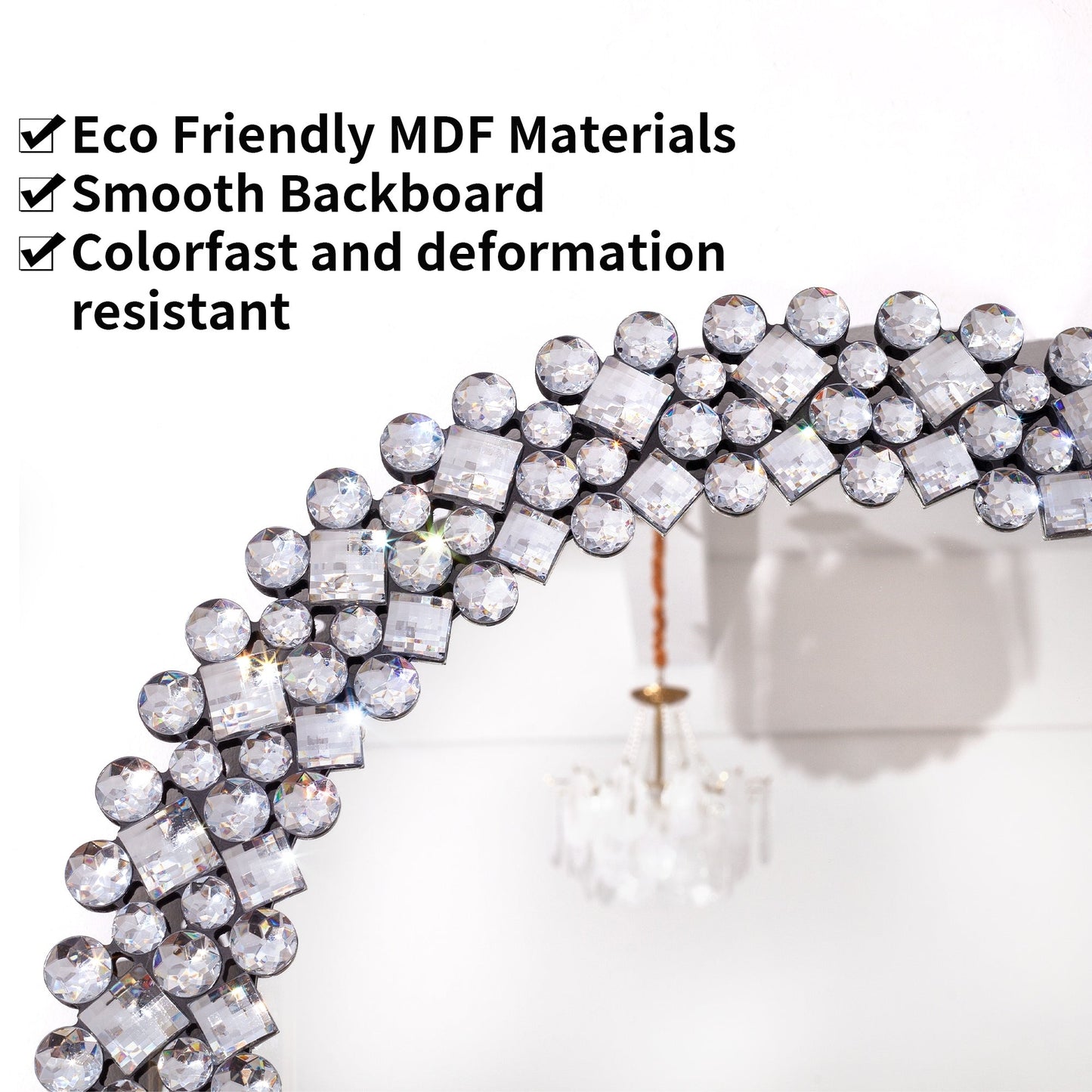 Specchio da parete rotondo con accenti di cristallo