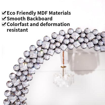 Specchio da parete rotondo con accenti di cristallo