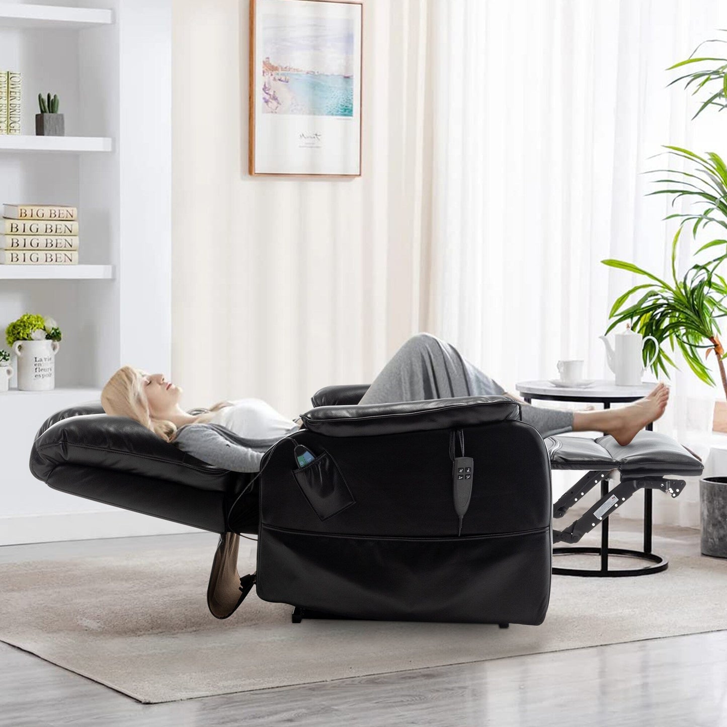 Poltrona reclinabile elettrica doppia da 35,5 W, massaggio termico, 180 gradi