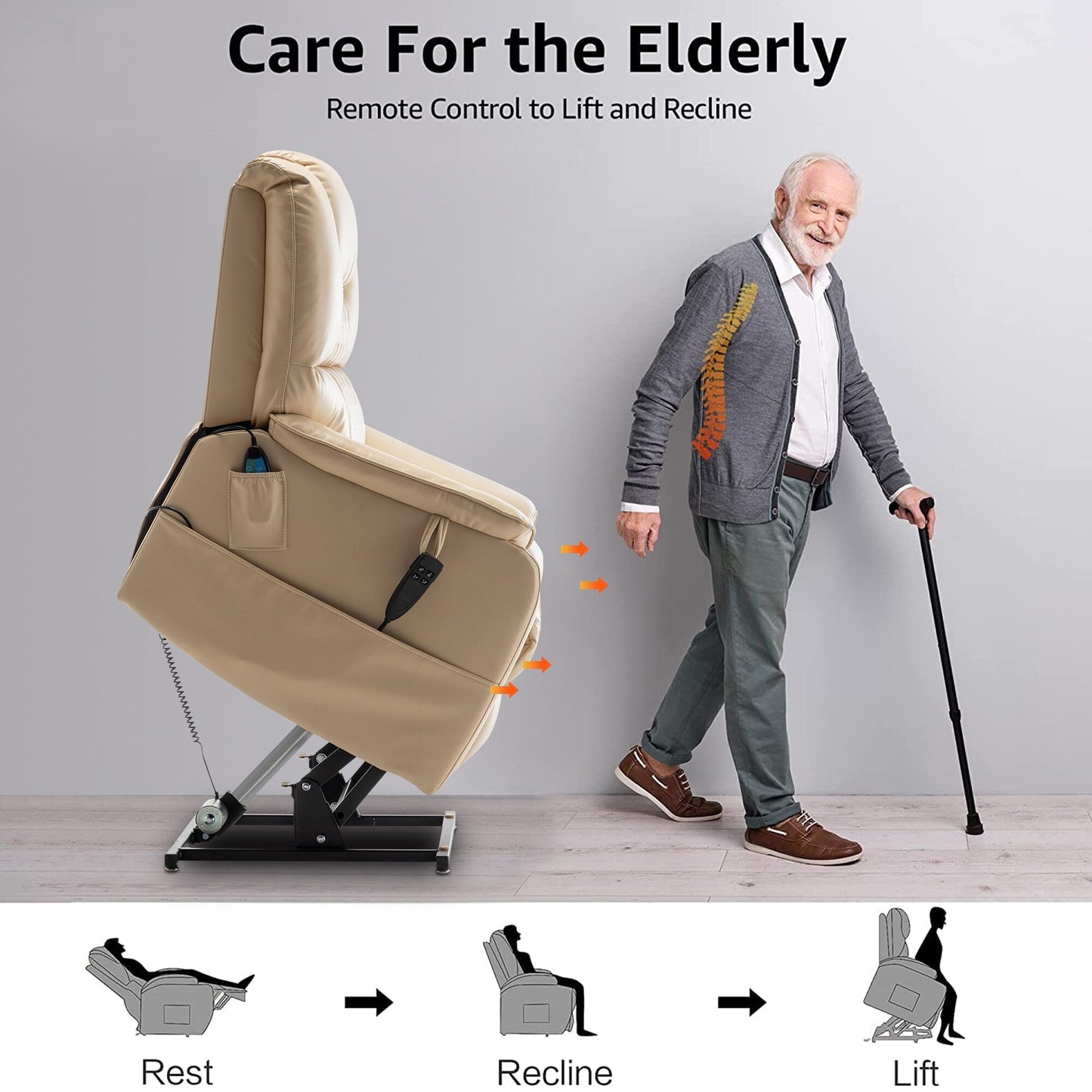 Poltrona reclinabile elettrica doppia da 35,5 W, massaggio termico, 180 gradi